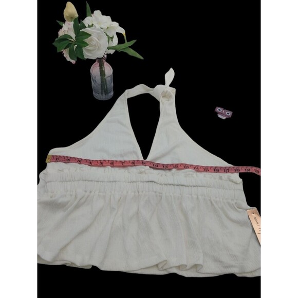 Almost Famous Women's Halter Crop Top Shirt Junior's Size XL Tanks Ivory New - Picture 8 of 12